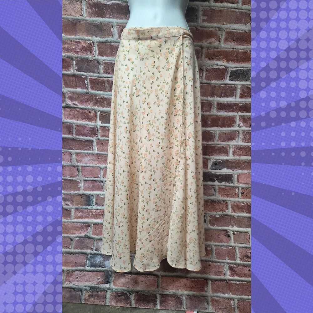 Vintage Express‎ Wrap Skirt – Sheer Floral Boho, Made in Hong Kong Size P